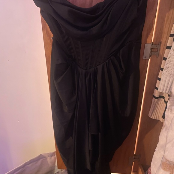 Black Satin House of Cb Janis Corset Midi Dress - Picture 5 of 6